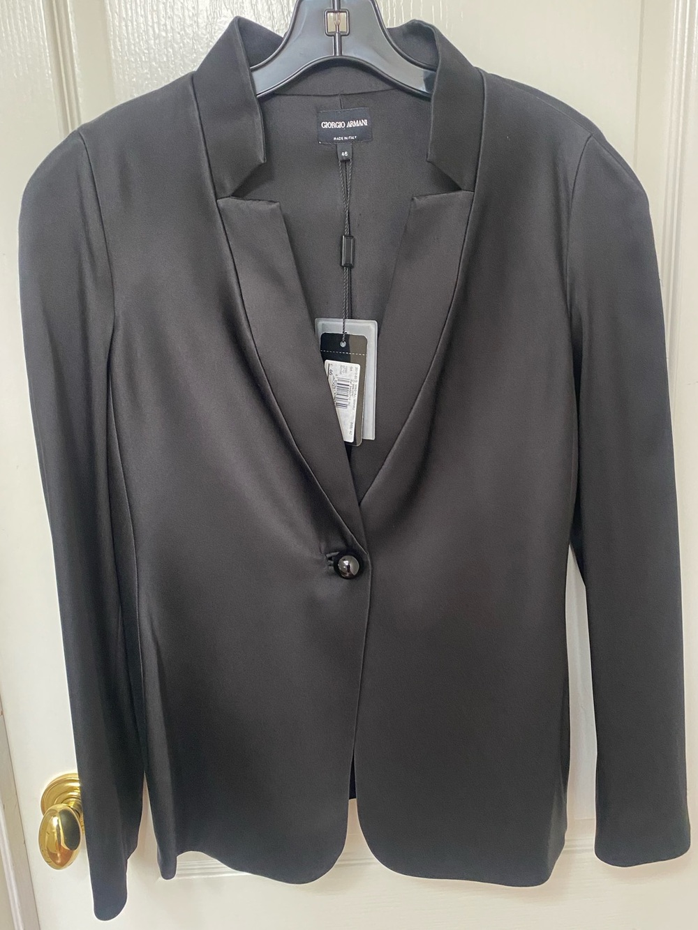 Giorgio Armani Black Single-Button Silk Blazer